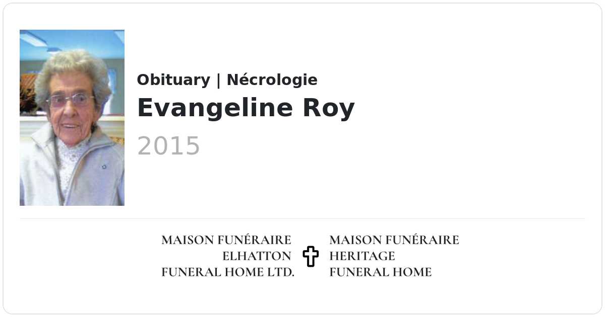 Evangeline Roy | Obituaries | Elhatton's Funeral Home Ltd.